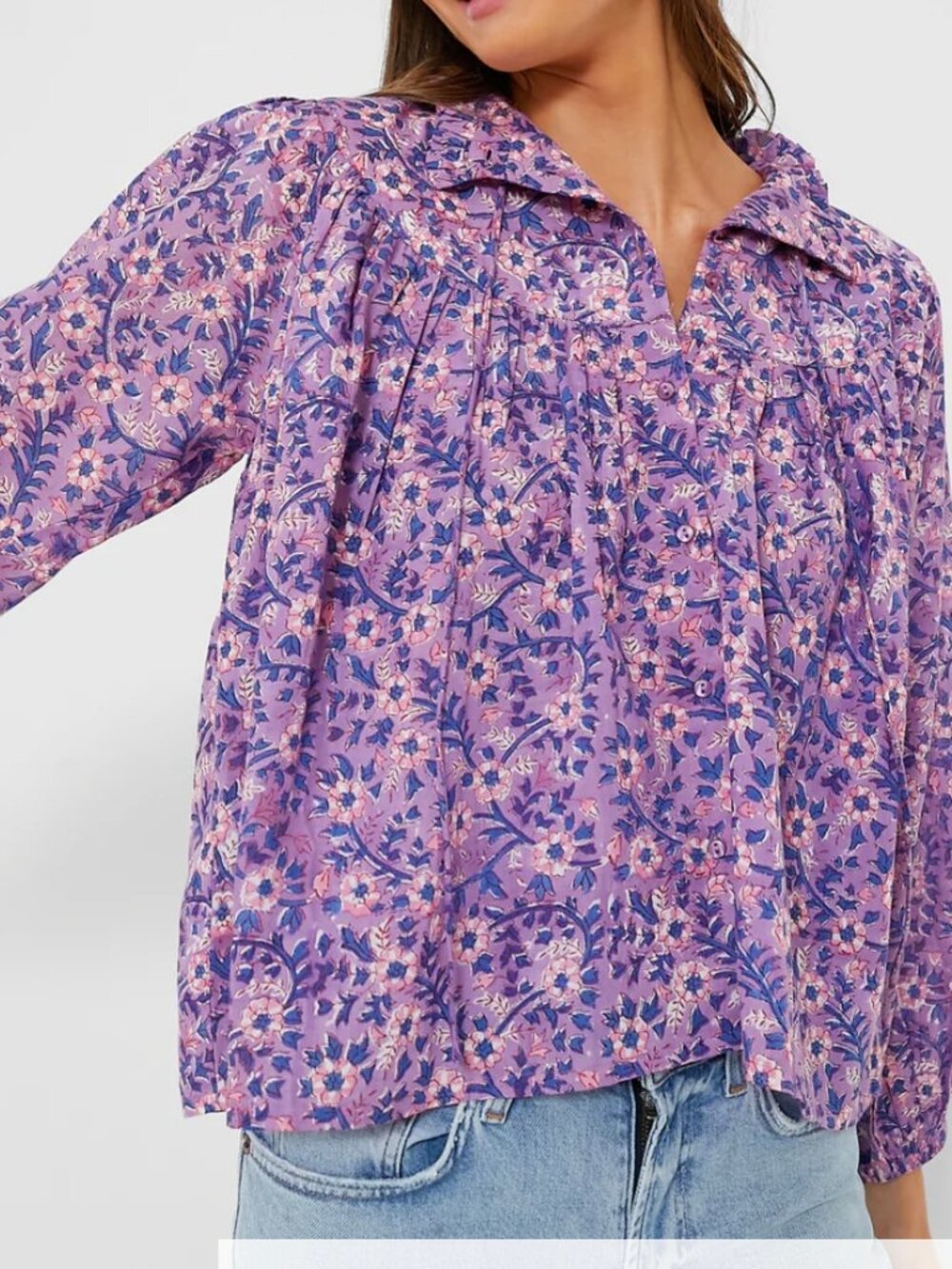Love Tomas by Emerson Fry Organic Emmaline Blouse in Violet Wildflower